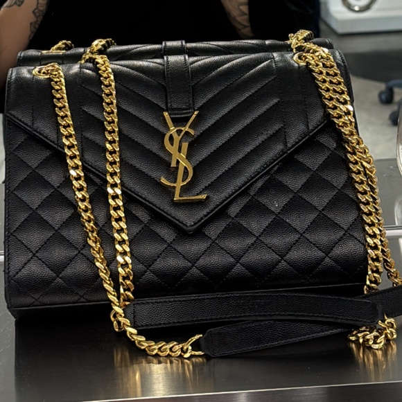 Saint Laurent Classic Monogram Envelope Satchel Mixed Matelasse Leather Medium - Picture 1 of 3